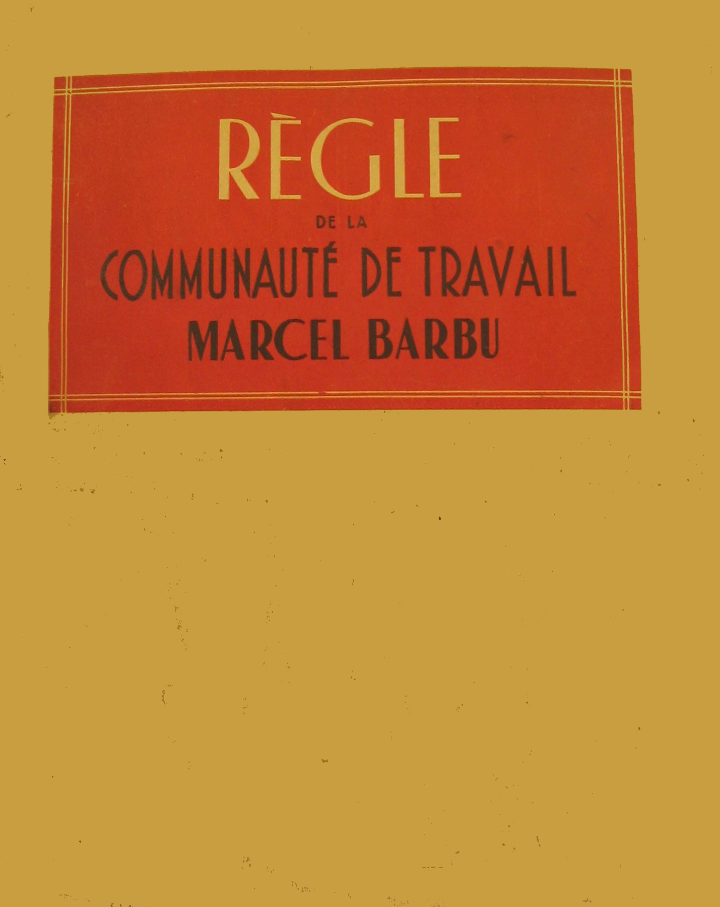 Couverture de la première règle communautaire